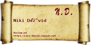 Niki Dávid névjegykártya